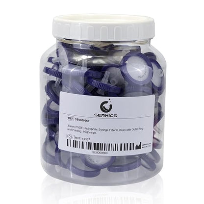Syringe Filters Hydrophilic PVDF 33 mm 0.45 um,100pcs