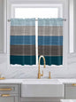 Retro Farm Blue Gray Wood Grain Window Valance Curtains, Rustic Wooden Plank Light Filtering Kitchen Valance with 3-inch Rod Pocket for Living Room Bathroom Bedroom,2 Panel,52x54In