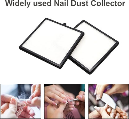 Nail Dust Collector Filters 2 Pack Nail Dust Suction Collector Replacement Filter for Electric Nail Dust Collector Machine Nail Salon Dust Extractor