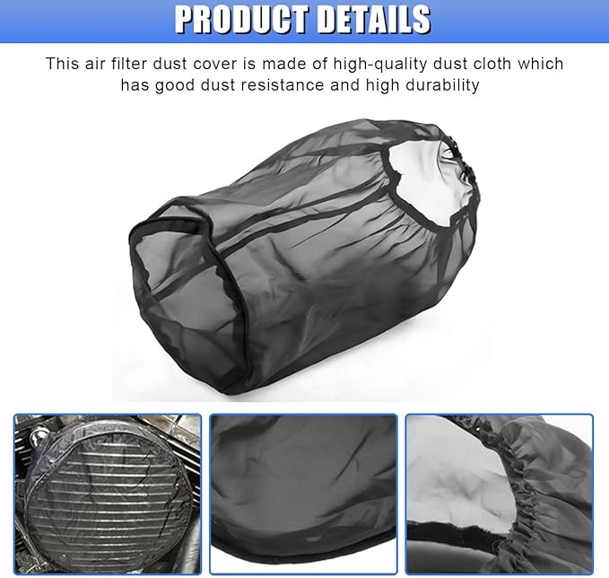 Air Intake Filter Sock Cover, Waterproof Dustproof Air Cleaner Protective Cover, High Flow Cone Car Intake Filter Rain Sock, Universal Car Accessories for SUV, Truck, ATV (Large)