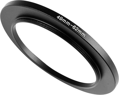 49-62mm Metal Step-Up Ring Adapter Compatible with Mirrorless Cameras DSLR Lens, UV CPL ND Filter Thread Converter, Black