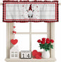 Valentine's Day Valance Curtains for Kitchen, Gnome Red Love Plaid Wood Grain Privacy Rod Pocket Valance Curtain, Light-Filtering Window Treatment for Bedroom Bathroom, 60"x14"