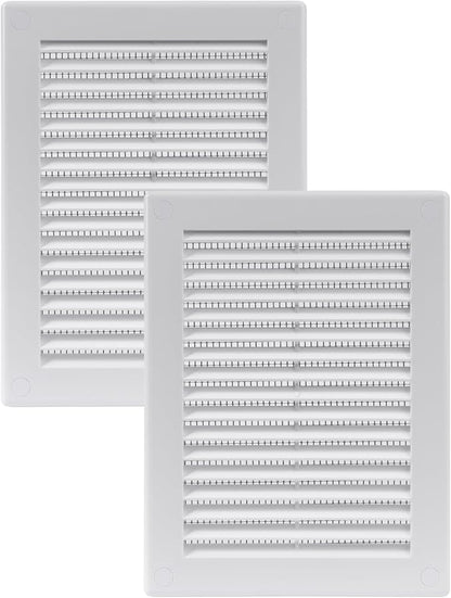 Vent Systems 4.5" x 6" Inch (Opening Dimensions) - Pack of 2 - Plastic White Soffit Vent Cover - Flat Rectangular Air Vent Grille - Air Vent Deflector - HVAC 6" x 8" Inch (Overall Dimensions)