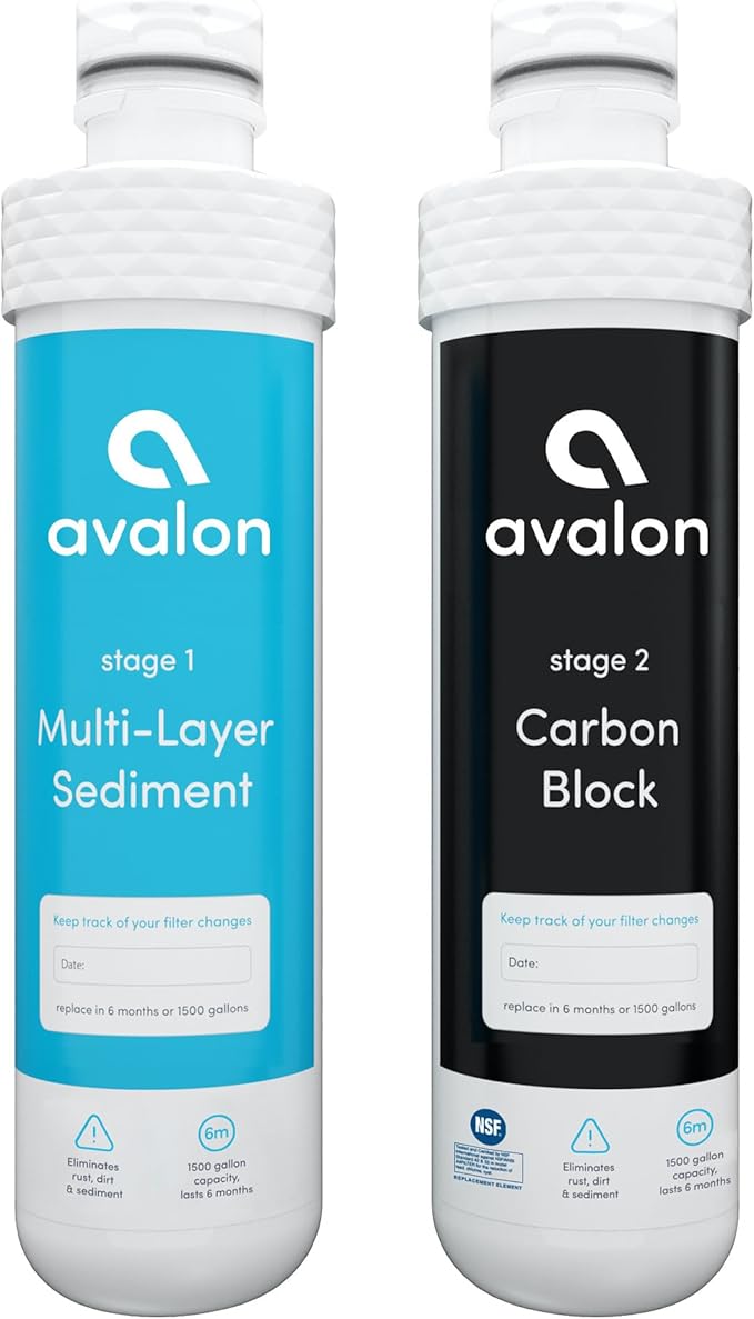 Avalon Genuine AVALONFILTER 2 Stage Replacement Filters Branded Bottleless Water Coolers, Patended, NSF Certified, 2 Count (Pack of 1), White