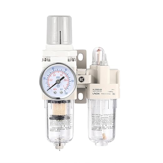 1/4 Inch NPT Compressed Air Filter Air Pressure Regulator Water-Oil Separator Trap Filter with Lubricator Cup