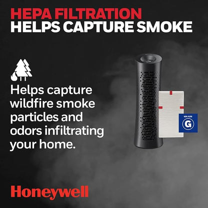 Honeywell HPA030 HEPA Tower Air Purifier, Airborne Allergen Reducer for Medium/Large Rooms (200 sq ft), Black - Wildfire/Smoke, Pollen, Pet Dander, and Dust Air Purifier