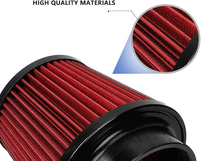 Red 3" 76mm Inlet Cone Replacement Dry Air Filter High Flow Car Performance Cold Air Intake Filter