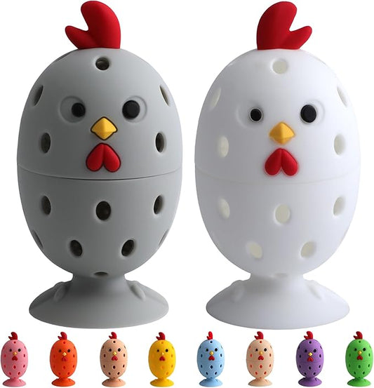 Egg Brush Cleaner, Egg Cleaner for Fresh Eggs, Cute Chick Shaped Egg Wash and Brush, Washing Egg Tool for Standard Sized Eggs (White/Grey)