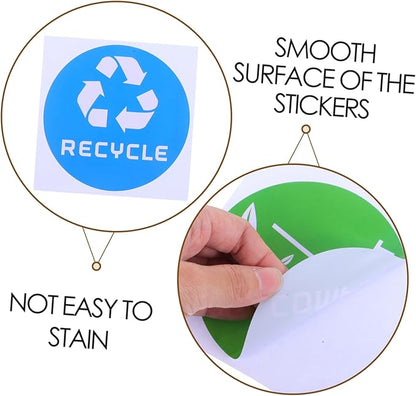 6pcs Decorative Waste Sorting Stickers for Trash Bins Easy to Apply Labels for and Office Settings