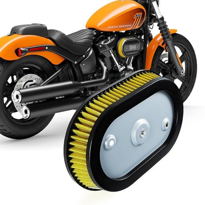 High-Flo Replacement Air Filter Element For Ventilator - Milwaukee-Eight Engine '18-later Softail and '17-later Touring and Trike Models Equipped with 114 Air Cleaner (Yellow 114 Air Cleaner)