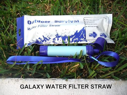 Galaxy Personal Portable Water Filter Straw Filtration Purifier for Hiking, Camping, Hunting, Travel, Outdoor Emergency Survival Detachable Drinking Six Packs