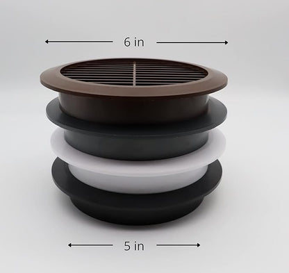 Graphite/Gray 5" Inch Round Ventilation Grille with Insect mesh. (Duct 5Ø / Grille 6Ø) Ventilation Applications. Indoor and Outdoor Vent Cover. Available 3 Sizes / 4 Colors.