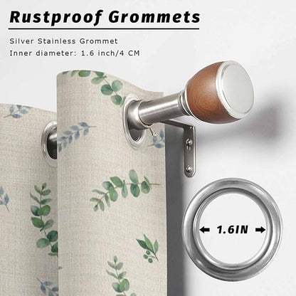 Leaf Outdoor Curtains for Patio Summer Jugal Leaves Pastoral Plant Linen Waterproof Outside Curtains with Grommet Top Weatherproof Curtain for Cabana Pergola Gazebo, 1 Panel, 54" W x 108" L