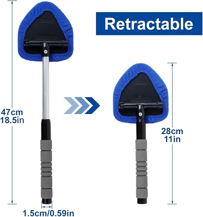 Compatible for Window Scraping Mist Eliminator Microfiber Car Cleaner Telescopic Windshield Cleaning Tools Auto Accessories(Blue)