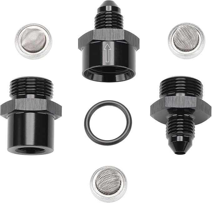 3AN Inline Fuel & Oil Feed Filter Set with 30 80 150 Micron Elements Aluminum Black