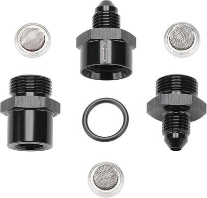 3AN Inline Fuel & Oil Feed Filter Set with 30 80 150 Micron Elements Aluminum Black
