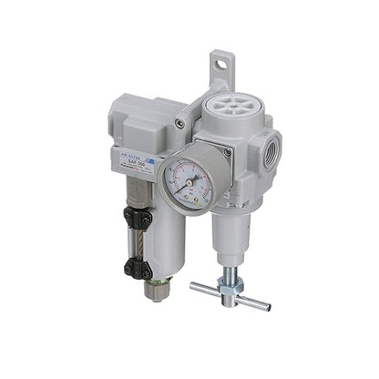 PneumaticPlus SAU320T-N03G-MEP Air Filter Regulator Combo 3/8" NPT -T-Handle, Manual Drain, Metal Bowl