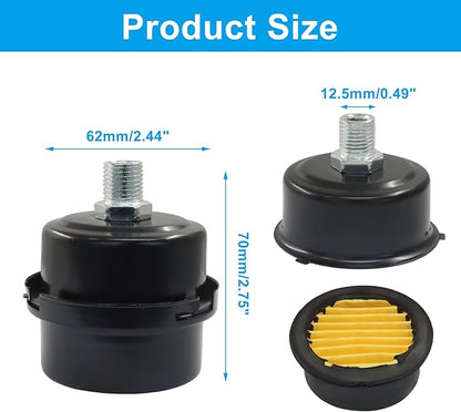 2 Pcs Air Compressor Silencer, 1/4" Thread Air Compressor Intake Filter 12.5mm Air Compressor Filter Noise Muffler