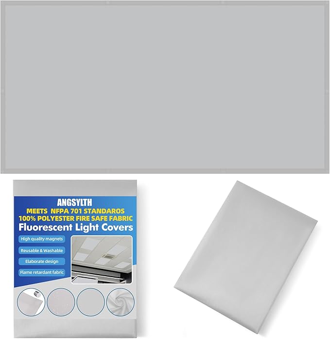 Fluorescent Light Covers - Classroom Covers for Ceiling Lights, 1 PCS 4 x 2 Feet Magnetic Light Filters, Classroom, Office Decor (Light Gray)