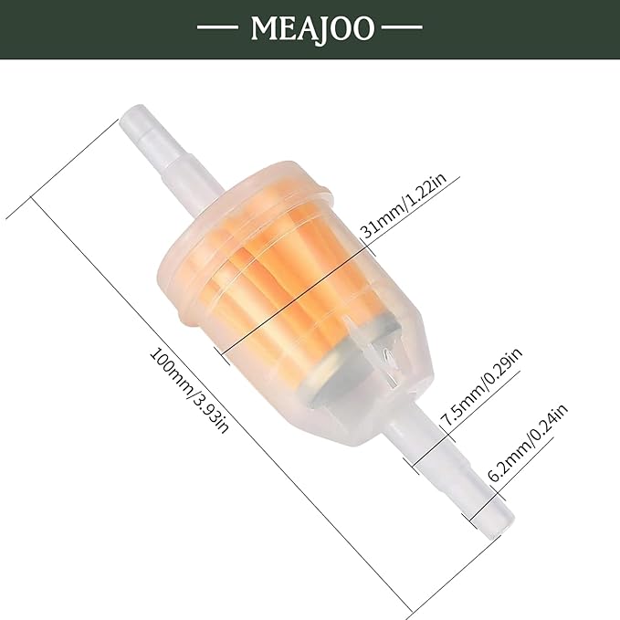 6PCS 1/4" x 5/16" Gas Inline Fuel Filter, with magnet, Fit for Kawasaki Kohler Briggs Stratton John Deere