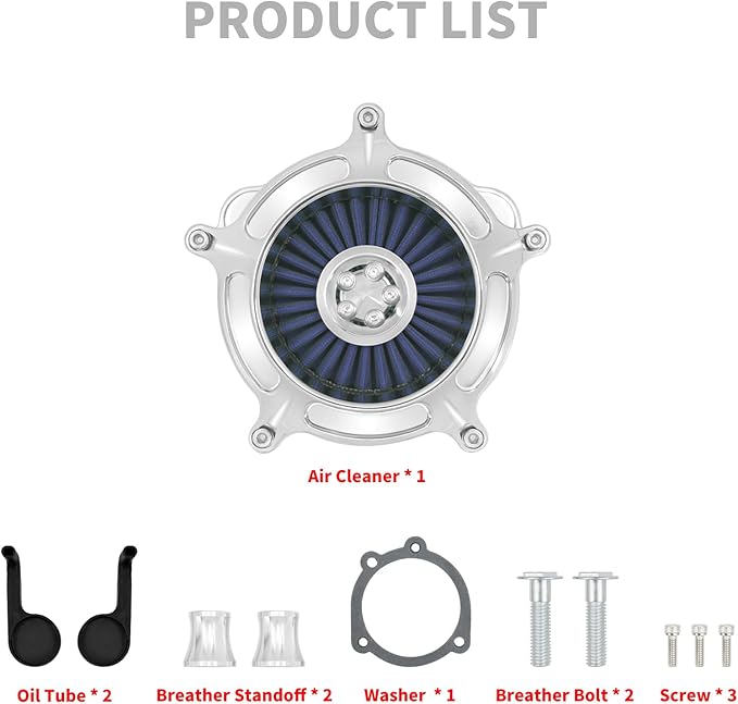 HDBUBALUS Motorcycle Air Filter Air Cleaner Intake System Cleaner Fit For Harley Sportster XL 2004-Up Blue