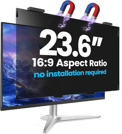 Magnetic 23.6 Inch Privacy Screen for Computer Monitor 16:9 Aspect Ratio, Hanging Removable Anti-Blue/Glare Protector Film, Anti Spy Desktop Security Private Filter 23.6in