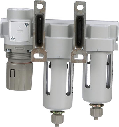 PneumaticPlus SAU330-N03G Three Stage Compressed Air Drying System - Particulate Air Filter, Coalescing Filter, Air Pressure Regulator Combo 3/8" NPT - Poly Bowl, Manual Drain, Gauge