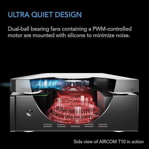 AC Infinity AIRCOM S10, Quiet Cooling Blower Fan System 17" Front-Exhaust for Receivers, Amps, DVR, AV Cabinet Components