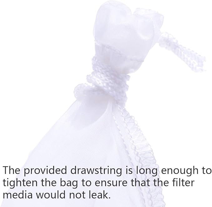 ALEGI Media Filter Bag Aquarium Extra Fine,Reusable 180 Micron Drawstring Mesh Filter Bags for Very Fine Resins Filter (10"*3.9" (3 Pack))