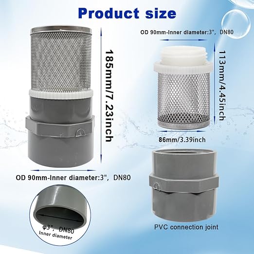 3" Stainless Steel Filter DN80 Suction Strainers Used to Remove Debris and Reduce Solid Entry（1pcs）