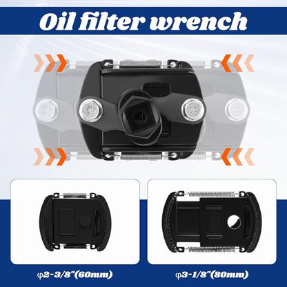 Professional 2-Jaw Spring-Loaded Oil Filter Wrench, 2-3/8 to 3-1/8 Inch (60-80mm) Universal Oil Filter Removal Tool, Made of Chrome Molybdenum Steel for Automotive Maintenance‌