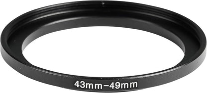 43-49mm Metal Step-Up Ring Adapter Compatible with Mirrorless Cameras DSLR Lens, UV CPL ND Filter Thread Converter, Black