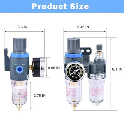 1/4 Inch Compressor Air Filter Pressure Regulator Water-oil Trap Separator Filter with Lubricator Cup AFC2000