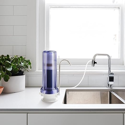 iSpring CT10-CL Countertop Water Filter, Multi-Layer Faucet Water Filter System with Versatile Faucet Adapter, Reduces Heavy Metals, Bad Odor, and Chlorine, Clear