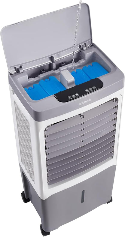 VEVOR Evaporative Air Cooler & Swamp Cooler, 1800 CFM Air Conditioner with 6.8 Gallon Water Reservoir, Remote Control, 12H Timer, 4 Ice Containers, 3 Fan Speeds, Air Humidifier, and Silent Operation