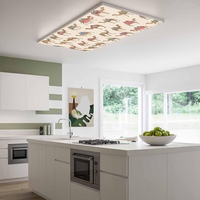 Fluorescent Light Covers for Ceiling Lights Desert Camel Magnetic Light Filters 3 Pack 4x2 ft Vintage Southwest Date Trees Ceiling Lights Cover for Classroom Office School Home Drop Lamp Decor