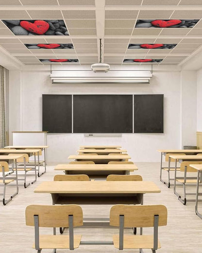 Fluorescent Light Covers for Ceiling Lights Love Heart Stone Magnetic Light Filters 1 Pack 4x2 ft Black Red Ceiling Lights Cover for Classroom Office School Home Drop Lamp Decor