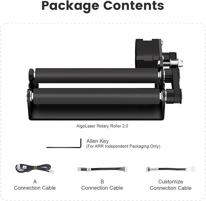 Algolaser Mini Rotary Roller - 360° Adjustable Rotary Roller for Laser Engraver Accessories - Y-axis Rotary Roller Attachment for Cylindrical Objects Tumblers,Bottle – No Laser Function
