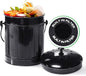 Plexon Black Metal Compost Bin with Airflow Lid and Charcoal Filter, 1.5 Gallon, Compost Pail for Kitchen Countertop