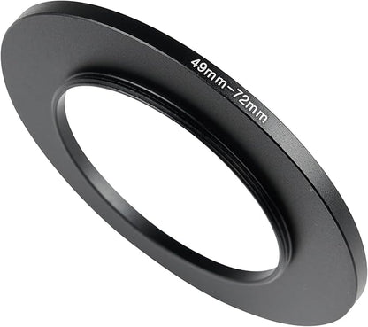 49-72mm Metal Step-Up Ring Adapter Compatible with Mirrorless Cameras DSLR Lens, UV CPL ND Filter Thread Converter, Black