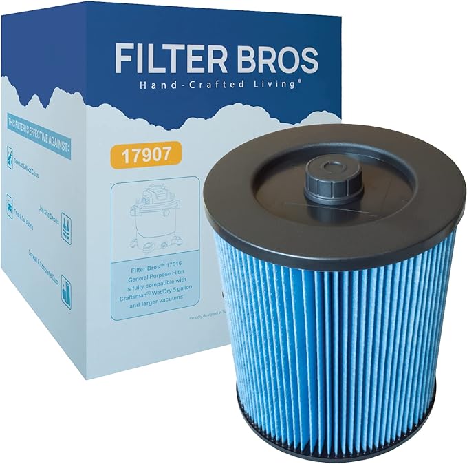 Filter Bros 17907 Fine Dust Replacement Fits Craftsman Shop Vacuums 5 Gal Plus