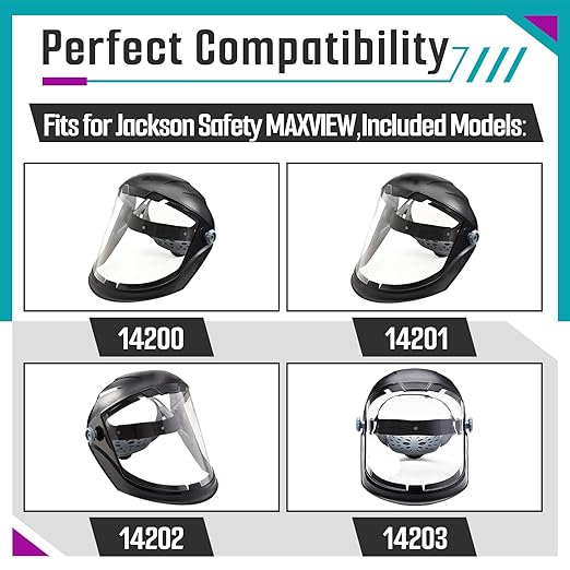 8 Pcs Face Shield Replacement Window Compatible with Jackson Safety Premium Face Shield Mask, Protective Lens for Grinding and Welding, Durable and Scratch-Resistant, Clear Tint, Uncoated