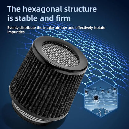 3" 3.5" 4" Inlet Car Replacement Cold Air Intake Filter 76mm 89mm 102mm 3 Sizes in 1 High Flow Performance Cone Air Filter (Black)