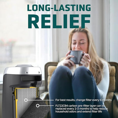 GermGuardian HEPA Pure Genuine Air Purifier Filter B, Removes 99.97% of Pollutants, Wildfire Smoke, Odors, for AC4825, AC4300, AC4900, AC4880, AC4850, CDAP4500,Black/Yellow,FLT4825,2 Count (Pack of 2)