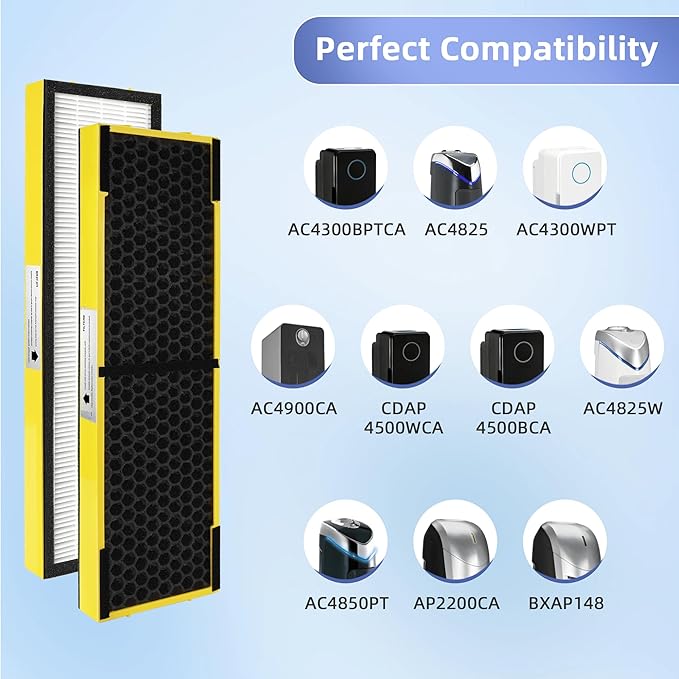 【Upgraded】FLT4825 HEPA Filter B Pet Replacement Compatible with G-Guardian Air Purifier AC4825 AC4825E AC4300 AC4800 AC4900 AC4850,2 True H13 HEPA with Activated Carbon Filter+8 Pre-Filters,#FLT4825