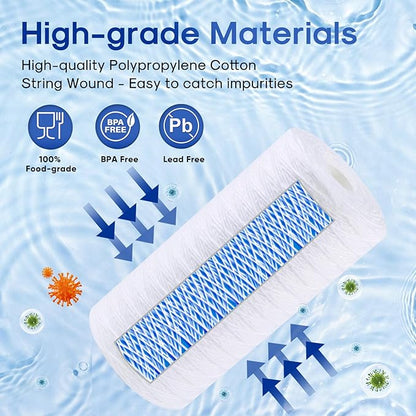 ICEPURE 25 Micron 10”x4.5'' Whole House Sediment String Wound Water Filter Replacement filter for 84637, WPX5BB97P, PC10, 355214-45, 355215-45, WP10BB97P, WP5BB97P, 2PACK