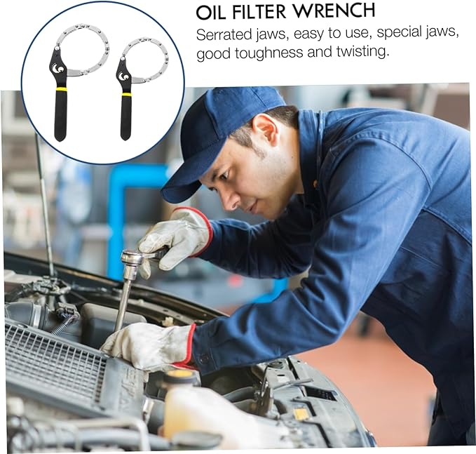 2pcs Adjustable Oil Filter Wrench Tool for Easy Removal of Oil Filters Compatible with Small to Medium Trucks and Farm Equipment