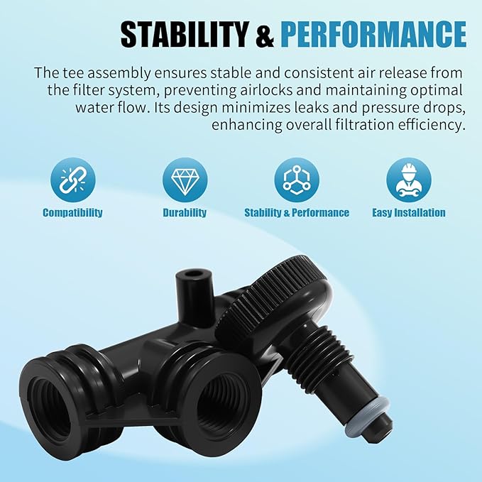 154689 Pool Air Bleeder Tee Assembly Compatible with Pentair Triton II Pool and spa Sand Filter Models TR140, TR50, TR60, TR100 - Pool Filter Air Bleeder Valve