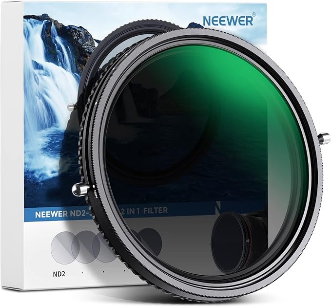 NEEWER 2 in 1 43mm Variable ND Filter ND2–ND32&CPL Filter(Circular Polarizer Filter) No X Cross/30 Layer Nano Coated/HD Optical Glass/Ultra Slim Aluminum Alloy Frame/Water Repellent/Scratch Resistant