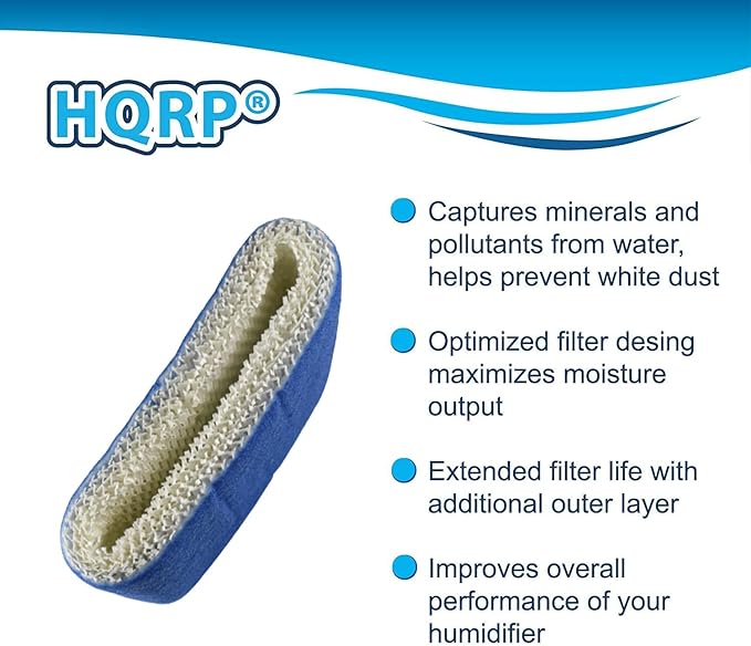 HQRP Wick Filter Compatible with Walgreens 890-WGN 890WGN LEV320 HF212-UL Cool Mist Humidifiers, W889-WGN Replacement, with Blue Layer
